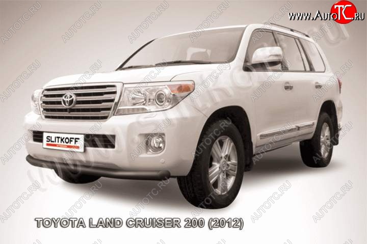 10 999 р. Защита переднего бампер Slitkoff Toyota Land Cruiser 200 1-ый рестайлинг (2012-2015) (Цвет: серебристый)  с доставкой в г. Королёв