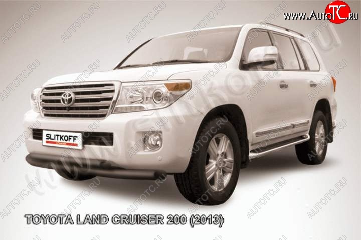 16 549 р. Защита переднего бампер Slitkoff Toyota Land Cruiser 200 1-ый рестайлинг (2012-2015) (Цвет: серебристый)  с доставкой в г. Королёв