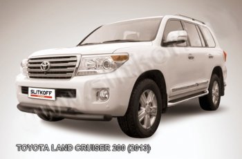 23 699 р. Защита переднего бампера Slitkoff (Ø76 и 57 мм) Toyota Land Cruiser 200 1-ый рестайлинг (2012-2015) (Нержавейка полированная)  с доставкой в г. Королёв. Увеличить фотографию 2