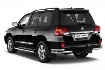 20 949 р. Защита порогов из трубы Ø51 Petroil Tuning Toyota Land Cruiser 200 2-ой рестайлинг (2015-2021) (Нержавеющая полированная сталь)  с доставкой в г. Королёв. Увеличить фотографию 2