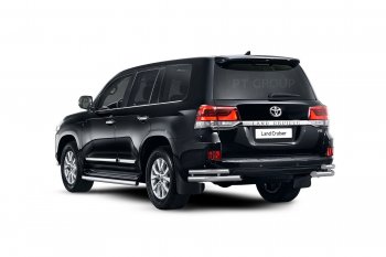 30 999 р. Защита порогов из трубы Ø63 Petroil Tuning Toyota Land Cruiser 200 2-ой рестайлинг (2015-2021) (Нержавеющая полированная сталь)  с доставкой в г. Королёв. Увеличить фотографию 2