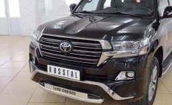 23 899 р. Защита переднего бампера (Ø63 мм с надписью, нержавейка) SLITKOFF Toyota Land Cruiser 200 2-ой рестайлинг (2015-2021)  с доставкой в г. Королёв. Увеличить фотографию 3