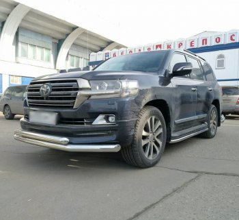 25 999 р. Защита переднего бампера (2 трубыØ76 и 63 мм, нержавейка) SLITKOFF  Toyota Land Cruiser  200 (2015-2021) 2-ой рестайлинг  с доставкой в г. Королёв. Увеличить фотографию 2