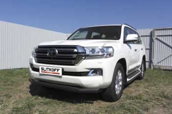 9 999 р. Защита переднего бампер Slitkoff  Toyota Land Cruiser  200 (2015-2021) 2-ой рестайлинг (Цвет: серебристый)  с доставкой в г. Королёв. Увеличить фотографию 1