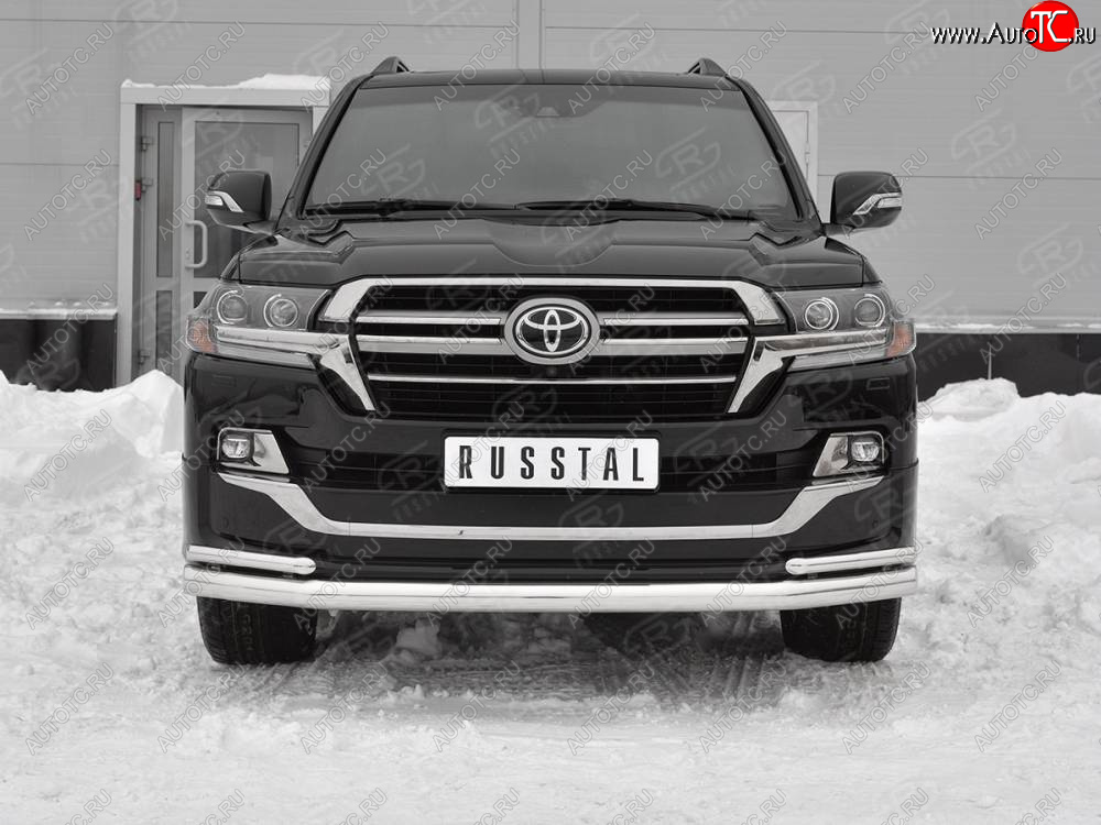 22 999 р. Защита переднего бампера (2 трубы Ø 76 и 42 мм, нержавейка, EXECUTIVE LOUNGE)  Toyota Land Cruiser  200 (2015-2021) 2-ой рестайлинг  с доставкой в г. Королёв