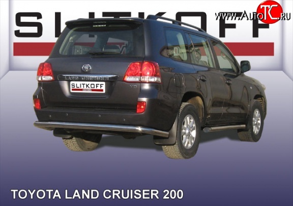 20 549 р. Защита заднего бампера из длинной трубы диаметром 76 мм Slitkoff Toyota Land Cruiser 200 дорестайлинг (2007-2012) (Цвет: нержавеющая полированная сталь)  с доставкой в г. Королёв