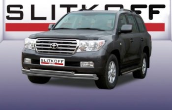 Защита переднего бампера Slitkoff (Ø 57+Ø 57+Ø 42, тройная). Toyota (Тойота) Land Cruiser (Лэнд)  200 (2007-2012) 200 дорестайлинг