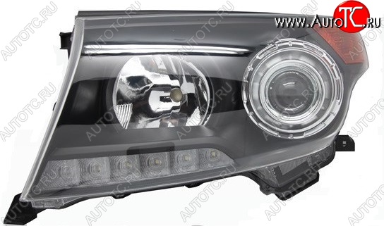 12 599 р. Левая фара SAT (чёрная Brownstone) Toyota Land Cruiser 200 дорестайлинг (2007-2012)  с доставкой в г. Королёв