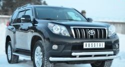 27 999 р. Защита переднего бампера (2 трубыØ76 и 63 мм, нержавейка) SLITKOFF  Toyota Land Cruiser Prado  J150 (2009-2013) дорестайлинг  с доставкой в г. Королёв. Увеличить фотографию 4