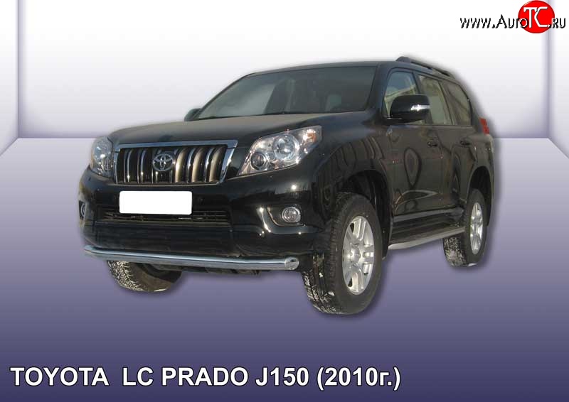 13 849 р. Одинарная защита переднего бампера диаметром 76 мм Slitkoff  Toyota Land Cruiser Prado  J150 (2009-2013) дорестайлинг (Цвет: нержавеющая полированная сталь)  с доставкой в г. Королёв