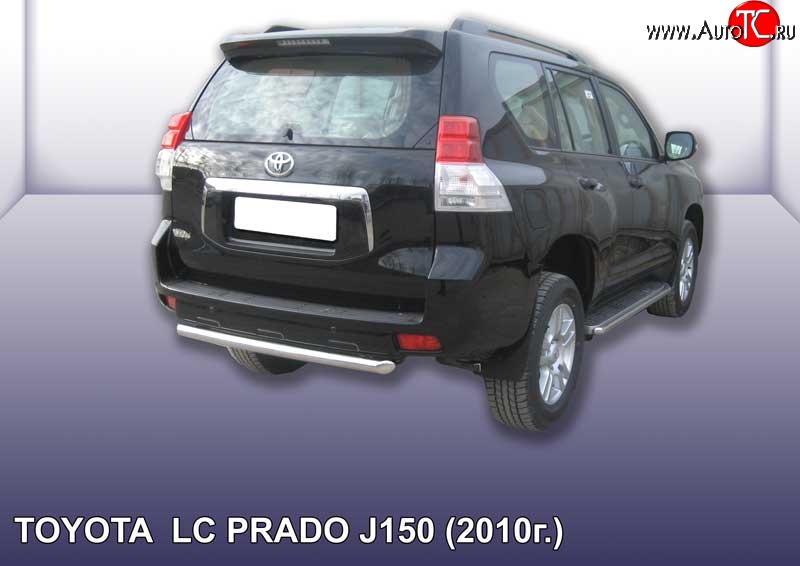 11 799 р. Защита заднего бампера из короткой трубы диаметром 57 мм Slitkoff Toyota Land Cruiser Prado J150 дорестайлинг (2009-2013) (Цвет: нержавеющая полированная сталь)  с доставкой в г. Королёв