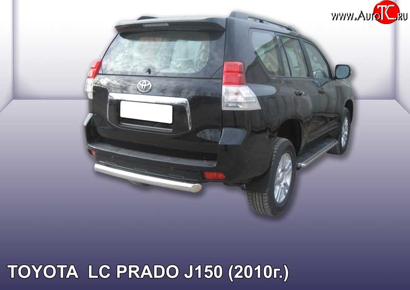 13 849 р. Защита заднего бампера из короткой трубы диаметром 76 мм Slitkoff Toyota Land Cruiser Prado J150 дорестайлинг (2009-2013) (Цвет: нержавеющая полированная сталь)  с доставкой в г. Королёв