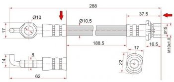 Тормозной шланг 2 WD SAT (левый/правый) Toyota LiteAce R40,50 (1996-2007)