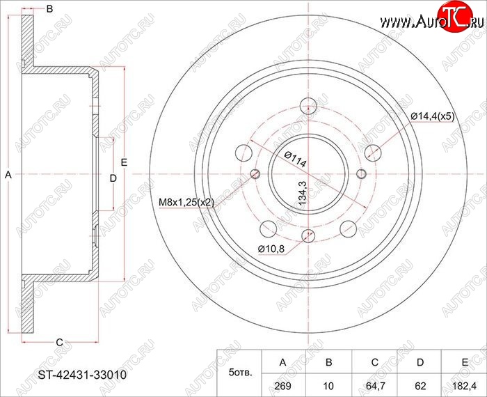 2 199 р. Диск тормозной SAT (задний, d 281)  Toyota Mark X  X120 - RAV4 ( XA305,  XA40)  с доставкой в г. Королёв