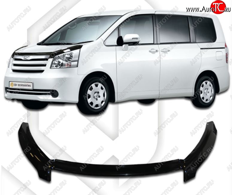 2 599 р. Дефлектор капота CA-Plastiс exclusive Toyota Noah 2 дорестайлинг (2007-2010) (серия Classic черный, Без надписи)  с доставкой в г. Королёв