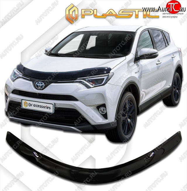 2 099 р. Дефлектор капота CA-Plastic  Toyota RAV4  XA40 (2015-2019) 5 дв. рестайлинг (Classic черный, Без надписи)  с доставкой в г. Королёв