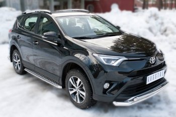 Широкая защита порогов с трубой диаметром 42 мм SLITKOFF v3 Toyota (Тойота) RAV4 (рав)  XA40 (2015-2019) XA40 5 дв. рестайлинг