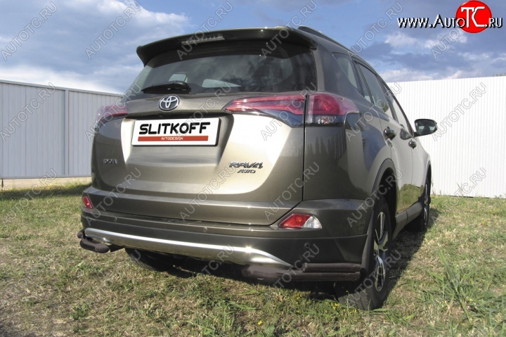 6 849 р. Уголки d57+d42 двойные Toyota RAV4 XA40 5 дв. рестайлинг (2015-2019) (Цвет: серебристый)  с доставкой в г. Королёв