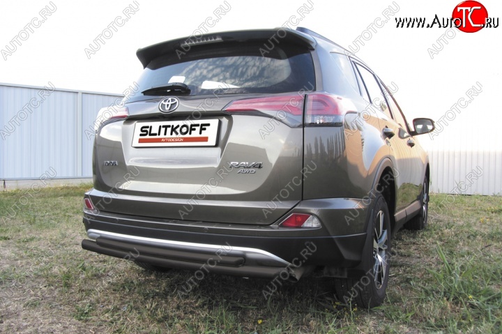 7 749 р. Защита задняя Slitkoff Toyota RAV4 XA40 5 дв. рестайлинг (2015-2019) (Цвет: серебристый)  с доставкой в г. Королёв