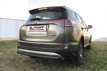 8 999 р. Защита заднего бампера Slitkoff (Ø57 мм, радиусная)  Toyota RAV4  XA40 (2015-2019) 5 дв. рестайлинг (Нержавейка полированная)  с доставкой в г. Королёв. Увеличить фотографию 2