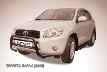 24 449 р. Защита переднего бампера Slitkoff (Ø57 мм, низкая) Toyota RAV4 XA305 5 дв. дорестайлинг (2005-2009) (Нержавейка полированная)  с доставкой в г. Королёв. Увеличить фотографию 2