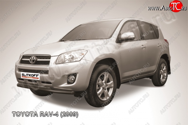 10 299 р. Защита переднего бампер Slitkoff Toyota RAV4 XA30 5 дв. 1-ый рестайлинг (2008-2010) (Цвет: серебристый)  с доставкой в г. Королёв