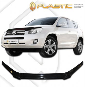 2 199 р. Дефлектор капота CA-Plastic exclusive Toyota RAV4 XA30 5 дв. удлиненный 1-ый рестайлинг (2009-2010) (серия Classic черный, Без надписи)  с доставкой в г. Королёв. Увеличить фотографию 2