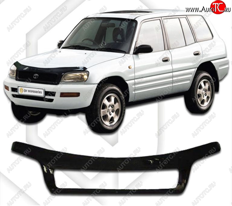 2 369 р. Дефлектор капота CA-Plastiс  Toyota RAV4  XA10 (1994-2000) 5 дв. дорестайлинг, 5 дв. рестайлинг (Classic черный, Без надписи)  с доставкой в г. Королёв