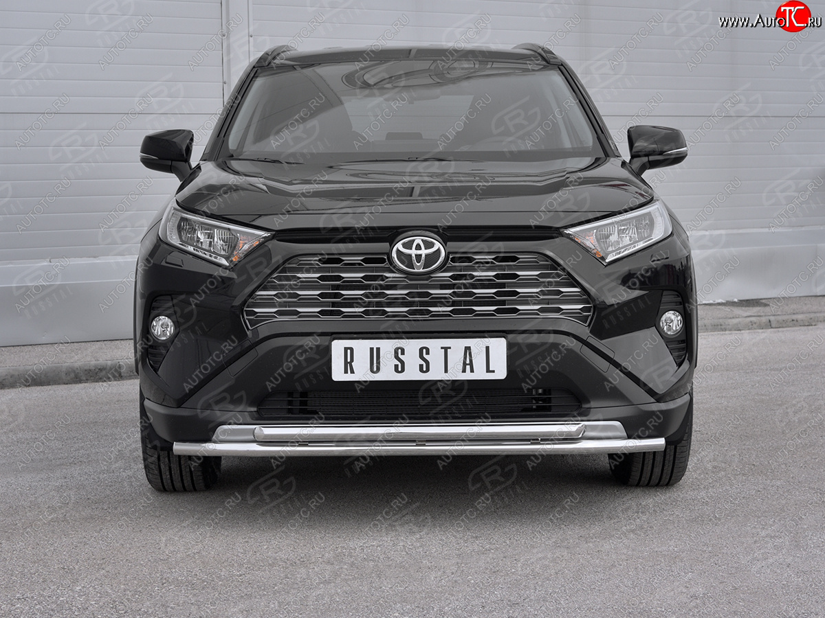 20 949 р. Защита переднего бампера (2 трубы Ø42 мм, нержавейка) SLITKOFF Toyota RAV4 XA50 5 дв. дорестайлинг (2018-2024)  с доставкой в г. Королёв