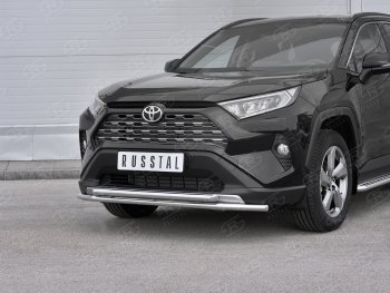 20 949 р. Защита переднего бампера (2 трубы Ø42 мм, нержавейка) SLITKOFF Toyota RAV4 XA50 5 дв. дорестайлинг (2018-2024)  с доставкой в г. Королёв. Увеличить фотографию 3