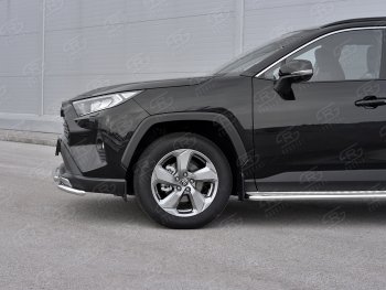 20 949 р. Защита переднего бампера (2 трубы Ø42 мм, нержавейка) SLITKOFF Toyota RAV4 XA50 5 дв. дорестайлинг (2018-2024)  с доставкой в г. Королёв. Увеличить фотографию 4