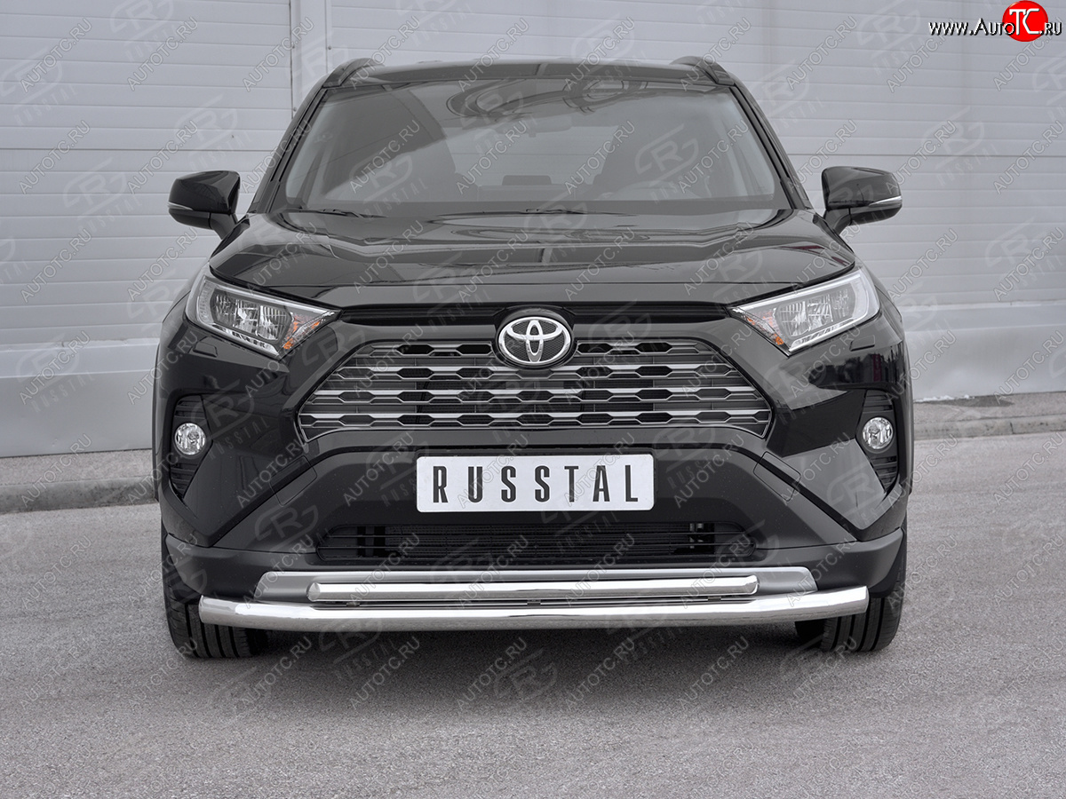 22 399 р. Защита переднего бампера (2 трубы Ø63 и 42 мм, нержавейка) SLITKOFF Toyota RAV4 XA50 5 дв. дорестайлинг (2018-2024)  с доставкой в г. Королёв