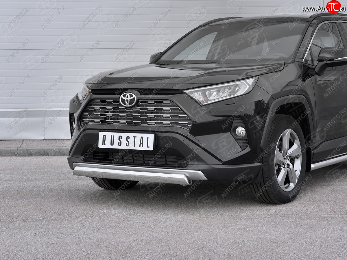 15 999 р. Защита переднего бампера (Ø75х42 мм, нержавейка) Russtal Toyota RAV4 XA50 5 дв. дорестайлинг (2018-2024)  с доставкой в г. Королёв