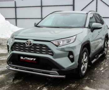 9 299 р. Защита переднего бампера Slitkoff (Ø57 мм)  Toyota RAV4  XA50 (2018-2024) 5 дв. дорестайлинг (Нержавейка)  с доставкой в г. Королёв. Увеличить фотографию 2