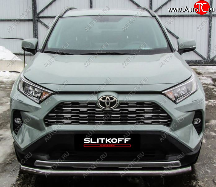 9 299 р. Защита переднего бампера Slitkoff (Ø57 мм)  Toyota RAV4  XA50 (2018-2024) 5 дв. дорестайлинг (Нержавейка)  с доставкой в г. Королёв