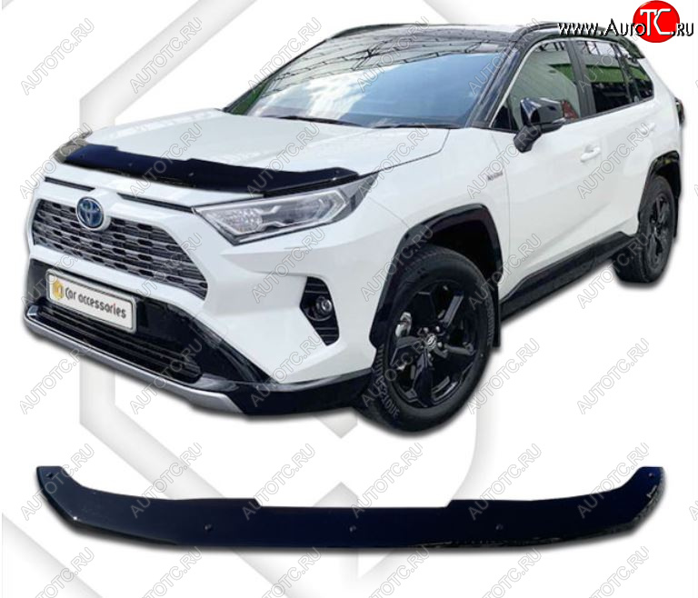 2 099 р. Дефлектор капота CA-Plastiс  Toyota RAV4  XA50 (2018-2025) 5 дв. дорестайлинг (Classic черный, Без надписи)  с доставкой в г. Королёв