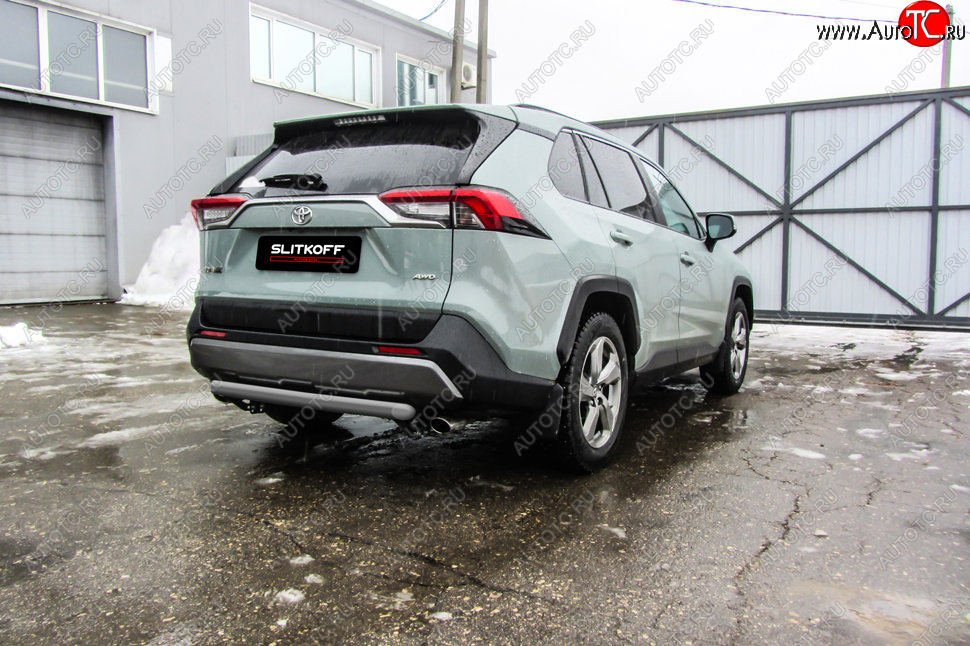 6 999 р. Защита заднего бампера Slitkoff (Ø57 мм)  Toyota RAV4  XA50 (2018-2024) 5 дв. дорестайлинг (Сталь с полимерным покрытием в цвет: серебристый)  с доставкой в г. Королёв