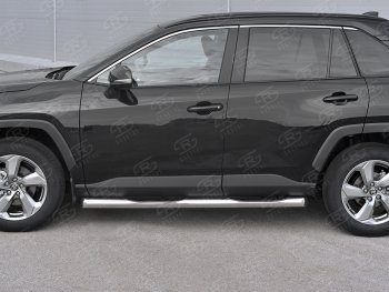 26 999 р. Защита порогов на SLITKOFF d76 с накладкой  Toyota RAV4  XA50 (2018-2024) 5 дв. дорестайлинг (защита порогов со скосами на торцах)  с доставкой в г. Королёв. Увеличить фотографию 3