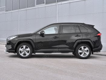 24 999 р. Защита порогов на SLITKOFF труба d76 с накладкой Toyota RAV4 XA50 5 дв. дорестайлинг (2018-2024) (защита порогов с заглушками на торцах)  с доставкой в г. Королёв. Увеличить фотографию 3