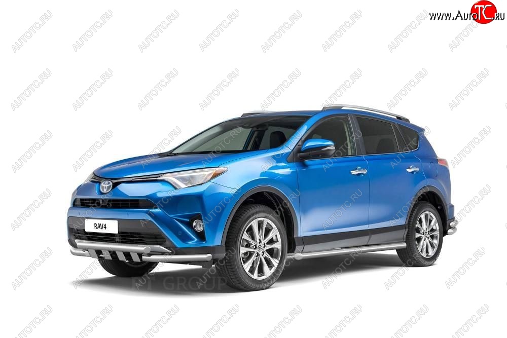 25 999 р. Защита порогов из трубы Ø63 Petroil Tuning Toyota RAV4 XA40 5 дв. рестайлинг (2015-2019) (Нержавеющая полированная сталь)  с доставкой в г. Королёв