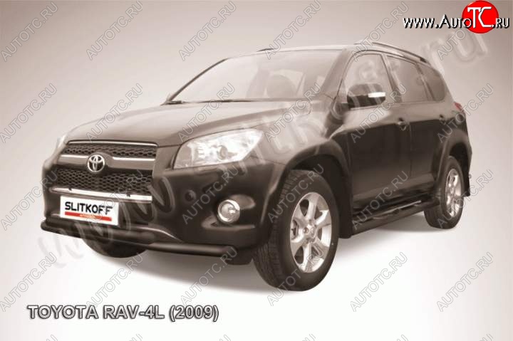 10 299 р. Защита переднего бампер Slitkoff  Toyota RAV4  XA30 (2009-2010) 5 дв. удлиненный 1-ый рестайлинг (Цвет: серебристый)  с доставкой в г. Королёв