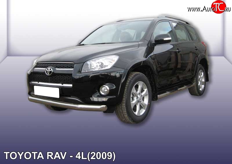 13 499 р. Одинарная защита переднего бампера диаметром 76 мм Slitkoff  Toyota RAV4  XA30 (2009-2010) 5 дв. удлиненный 1-ый рестайлинг (Цвет: нержавеющая полированная сталь)  с доставкой в г. Королёв