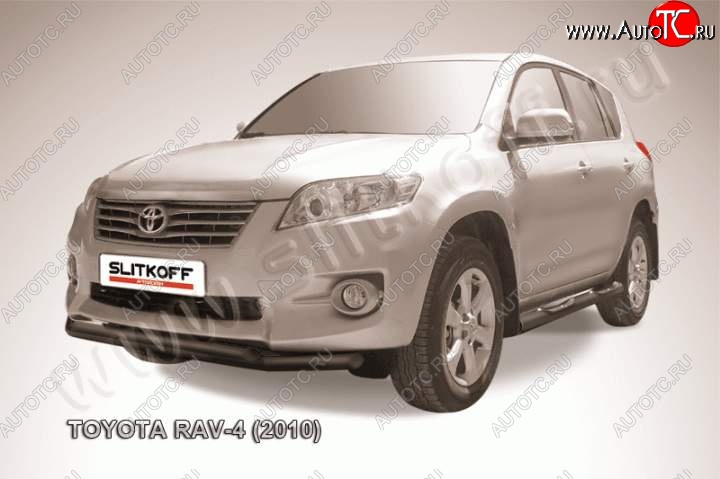 10 299 р. Защита переднего бампер Slitkoff  Toyota RAV4  XA30 (2010-2013) 5 дв. 2-ой рестайлинг, 5 дв. удлиненный 2-ой рестайлинг (Цвет: серебристый)  с доставкой в г. Королёв