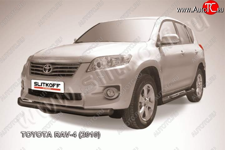 9 449 р. Защита переднего бампер Slitkoff Toyota RAV4 XA30 5 дв. 2-ой рестайлинг (2010-2013) (Цвет: серебристый)  с доставкой в г. Королёв