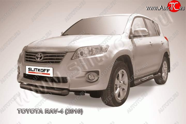 8 599 р. Защита переднего бампер Slitkoff Toyota RAV4 XA30 5 дв. 2-ой рестайлинг (2010-2013) (Цвет: серебристый)  с доставкой в г. Королёв