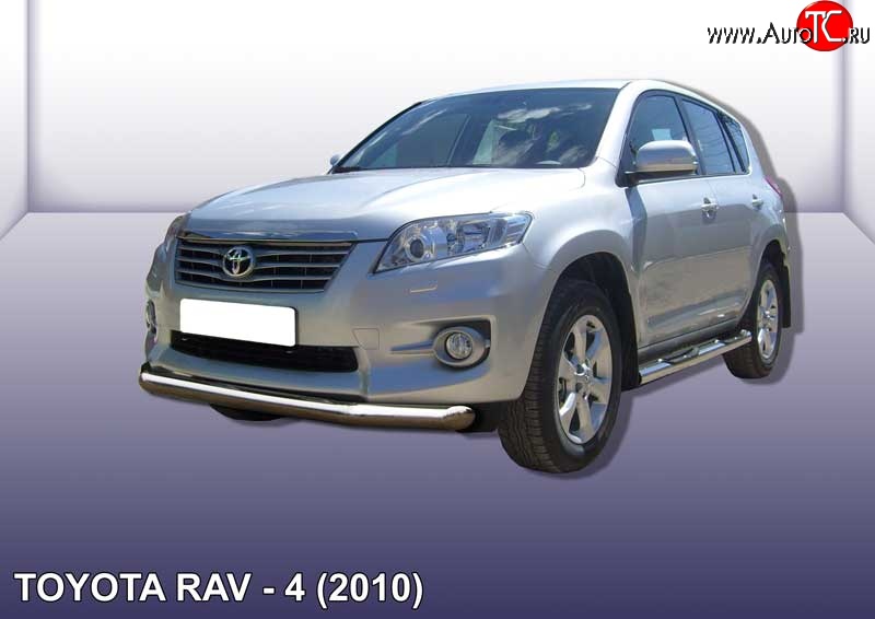 13 499 р. Одинарная защита переднего бампера диаметром 76 мм Slitkoff  Toyota RAV4  XA30 (2010-2013) 5 дв. 2-ой рестайлинг (Цвет: нержавеющая полированная сталь)  с доставкой в г. Королёв