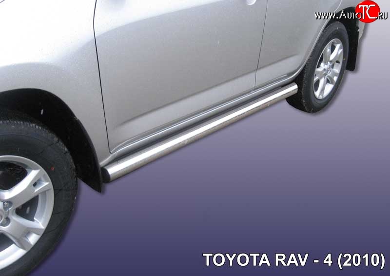 14 999 р. Защита порогов из круглой трубы диаметром 76 мм Slitkoff  Toyota RAV4  XA30 (2010-2013) 5 дв. 2-ой рестайлинг (Цвет: нержавеющая полированная сталь)  с доставкой в г. Королёв