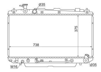 Радиатор двигателя SAT Toyota (Тойота) RAV4 (рав)  CA20 (2000-2003) CA20 3 дв. дорестайлинг, 5 дв. дорестайлинг
