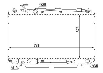 Радиатор двигателя SAT Toyota (Тойота) RAV4 (рав)  CA20 (2000-2003) CA20 3 дв. дорестайлинг, 5 дв. дорестайлинг