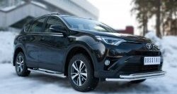 19 499 р. Защита переднего бампера (2 трубыØ42 мм, нержавейка) SLITKOFF  Toyota RAV4  XA40 (2015-2019) 5 дв. рестайлинг  с доставкой в г. Королёв. Увеличить фотографию 4